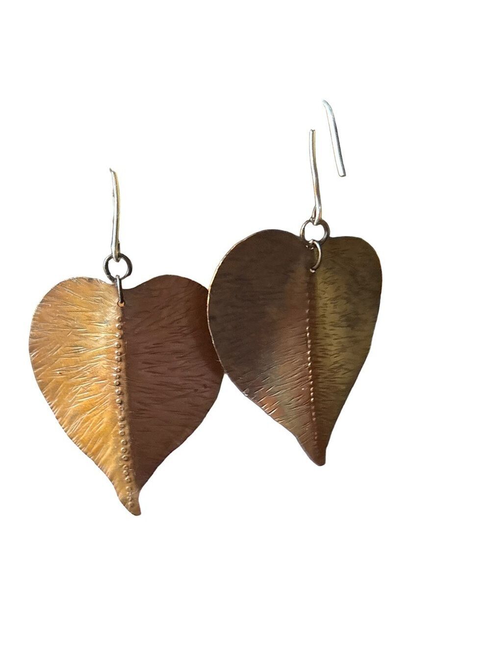 Elegant Copper Leaf Earrings for Pierced Ears